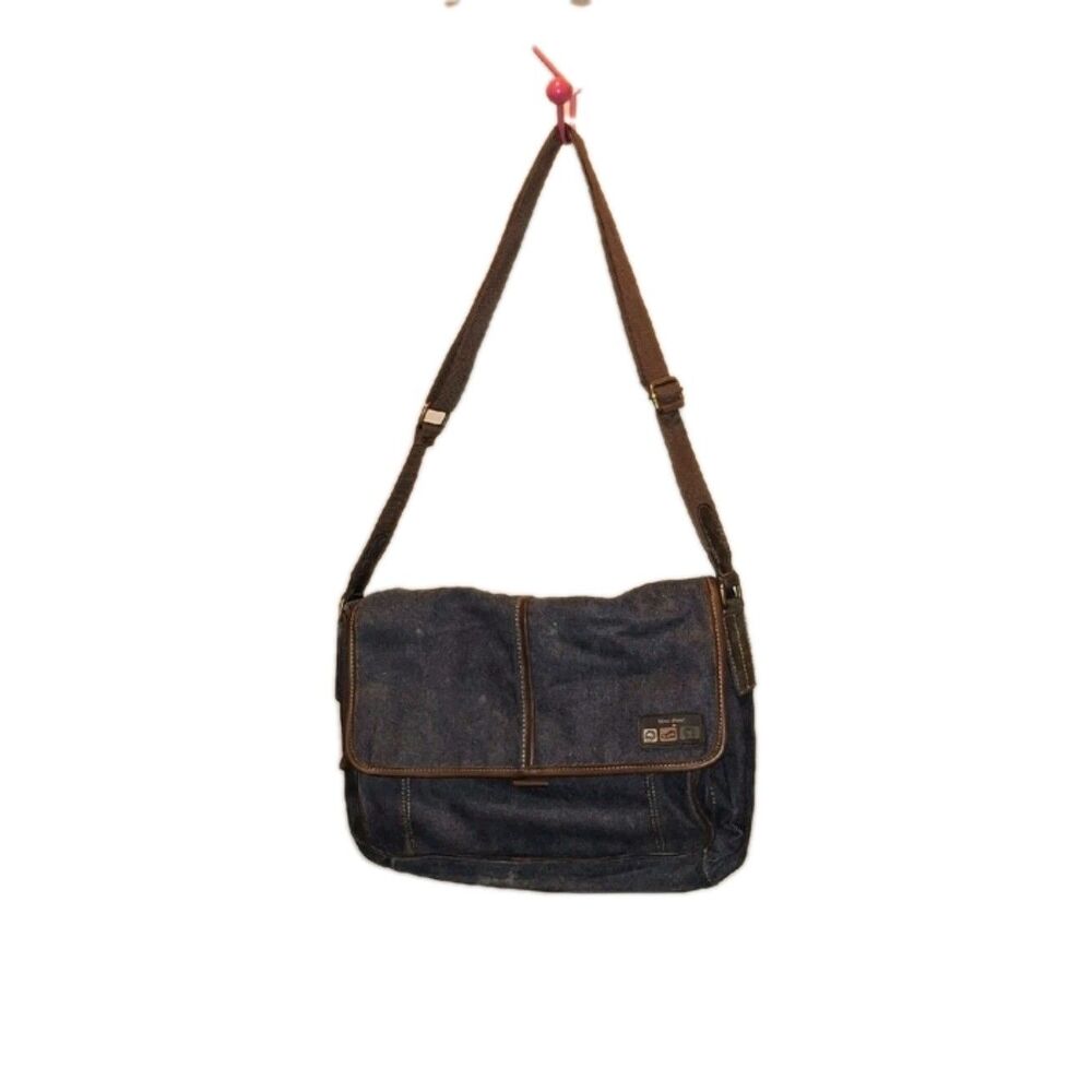 Nine West Blue and Brown Messenger Bag, made from blue denim
